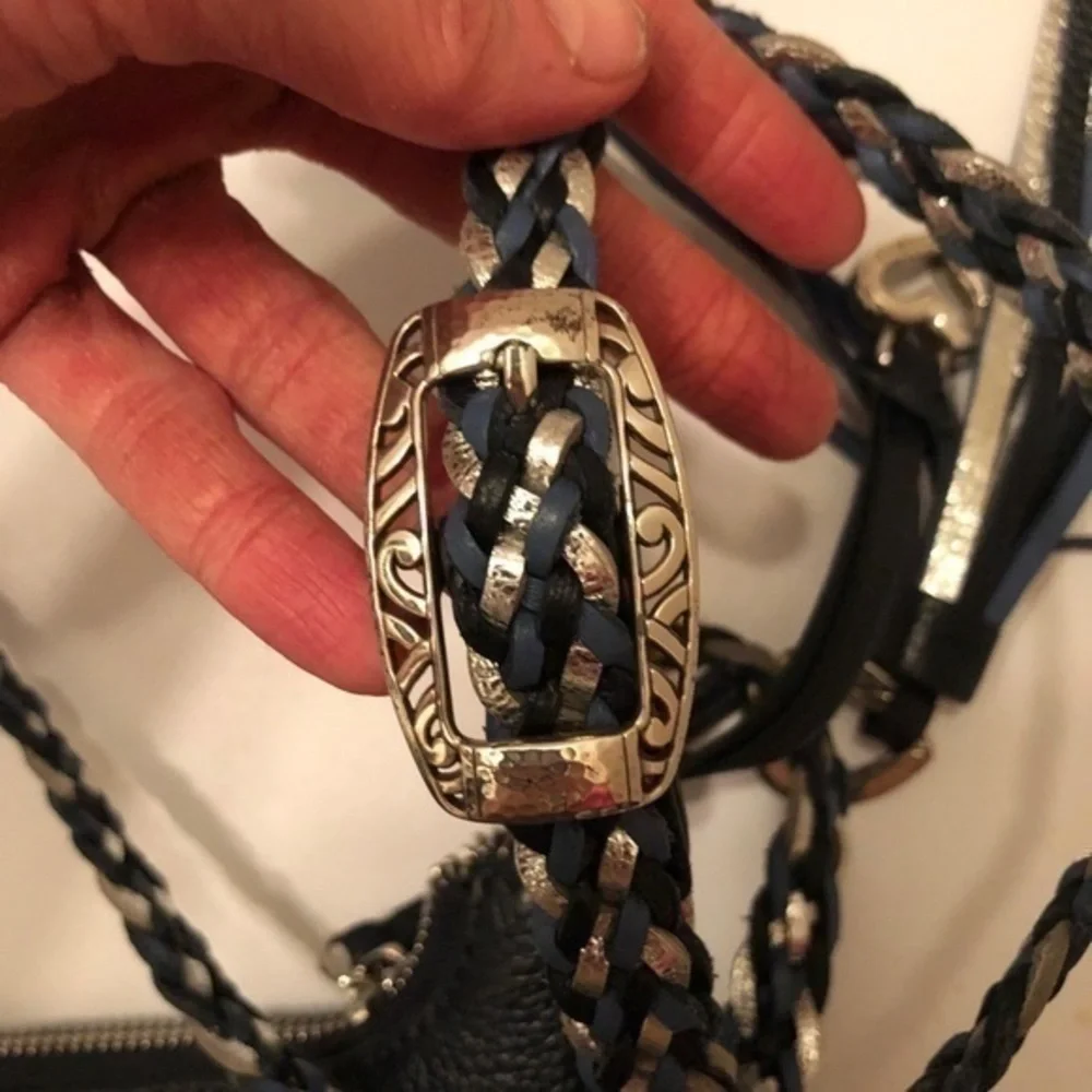 Brighton blue leather baby Barbados crossbody bag